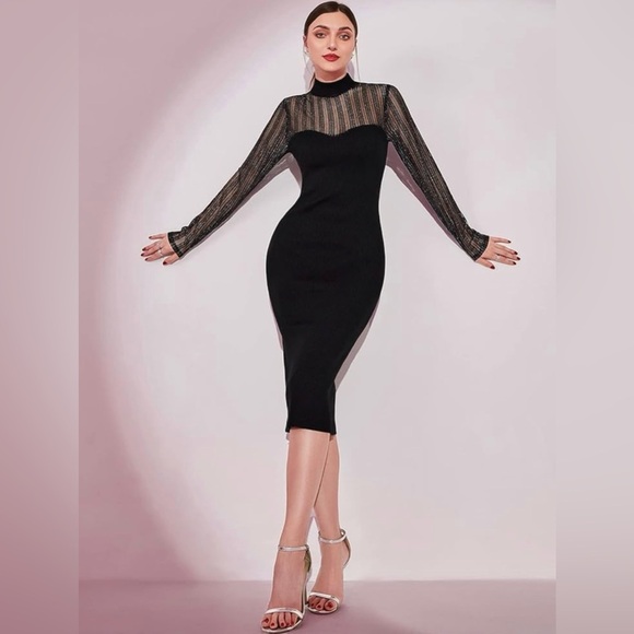 NWOT Black bodycon knit dress - Picture 6 of 10